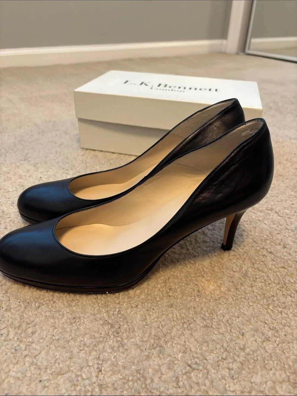 LK Bennett Black Leather Pointed Heel Pumps